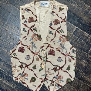 Facets Beige Tapestry Vest with Cherub Designer